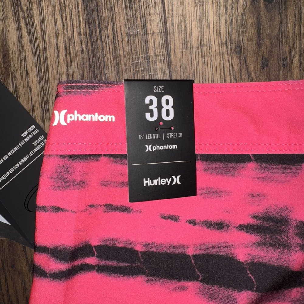 HURLEY Phantom 18" Board Shorts Men Size 38 Stretch Pink Black Swim Trunks NWT - Picture 5 of 7